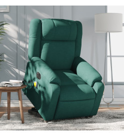 Fauteuil inclinable de massage électrique Vert foncé Tissu