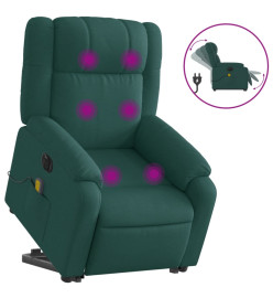 Fauteuil inclinable de massage électrique Vert foncé Tissu