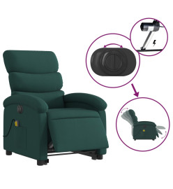 Fauteuil inclinable de massage électrique Vert foncé Tissu