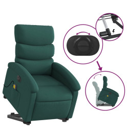 Fauteuil inclinable de massage électrique Vert foncé Tissu