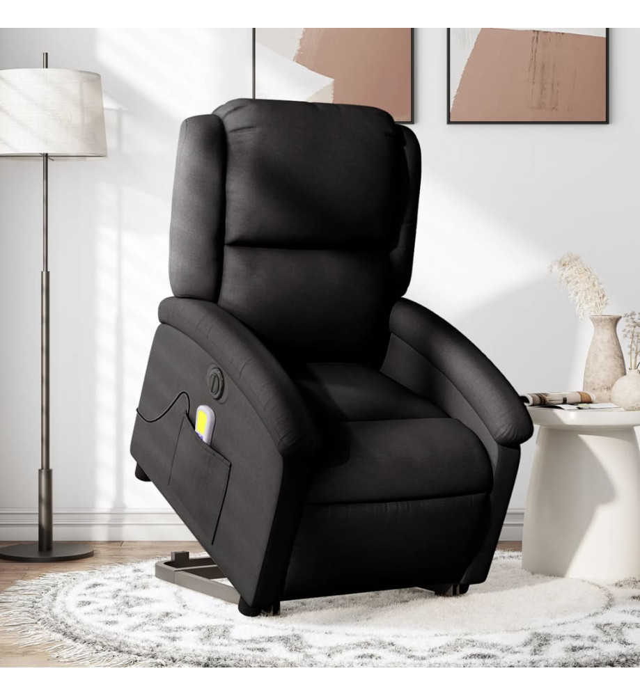 Fauteuil inclinable de massage électrique Noir Tissu