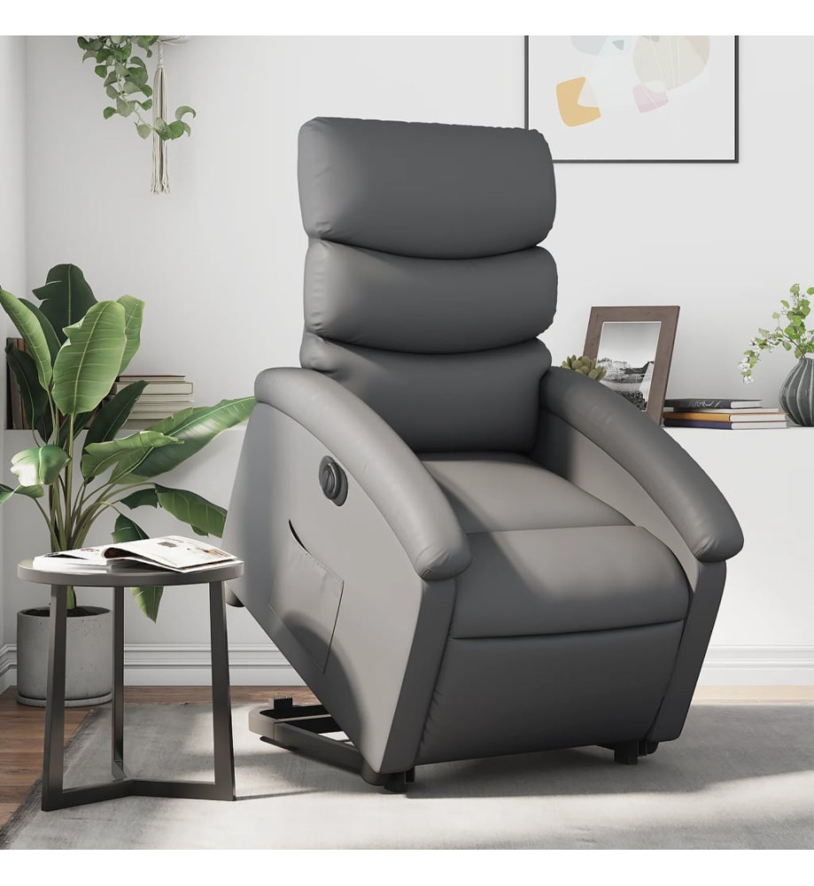 Fauteuil inclinable électrique gris similicuir