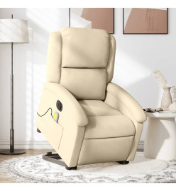 Fauteuil inclinable de massage électrique Crème Tissu