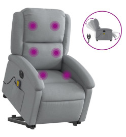 Fauteuil inclinable de massage électrique Gris clair Tissu