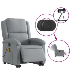 Fauteuil inclinable de massage électrique Gris clair Tissu