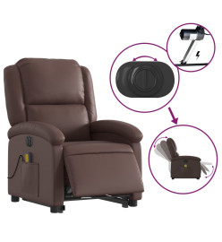 Fauteuil inclinable de massage électrique marron similicuir