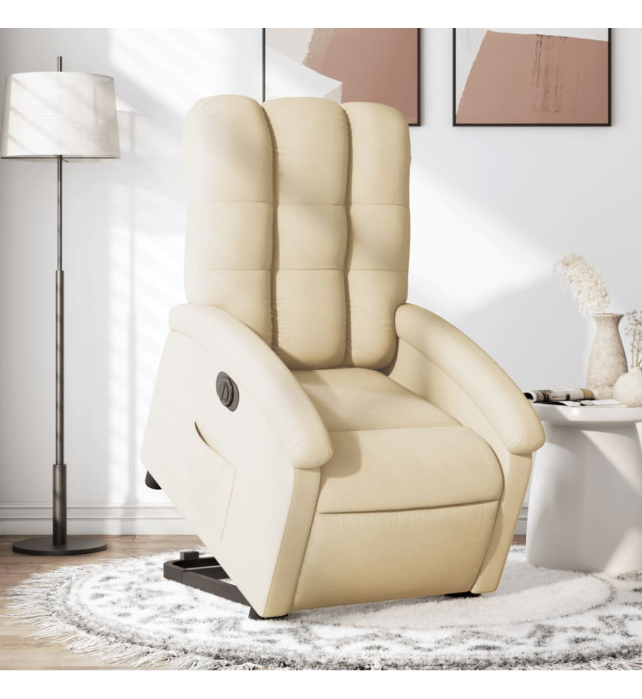 Fauteuil inclinable électrique crème tissu