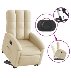 Fauteuil inclinable électrique crème tissu