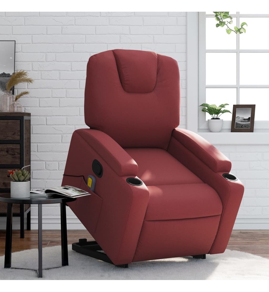 Fauteuil inclinable de massage Rouge bordeaux Similicuir