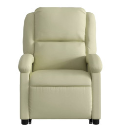 Fauteuil inclinable de massage crème cuir véritable