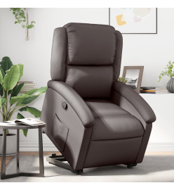 Fauteuil inclinable marron foncé cuir véritable