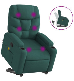 Fauteuil inclinable de massage Vert foncé Tissu