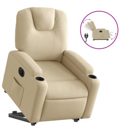 Fauteuil inclinable électrique crème tissu