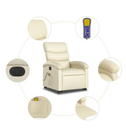 Fauteuil inclinable de massage électrique crème similicuir