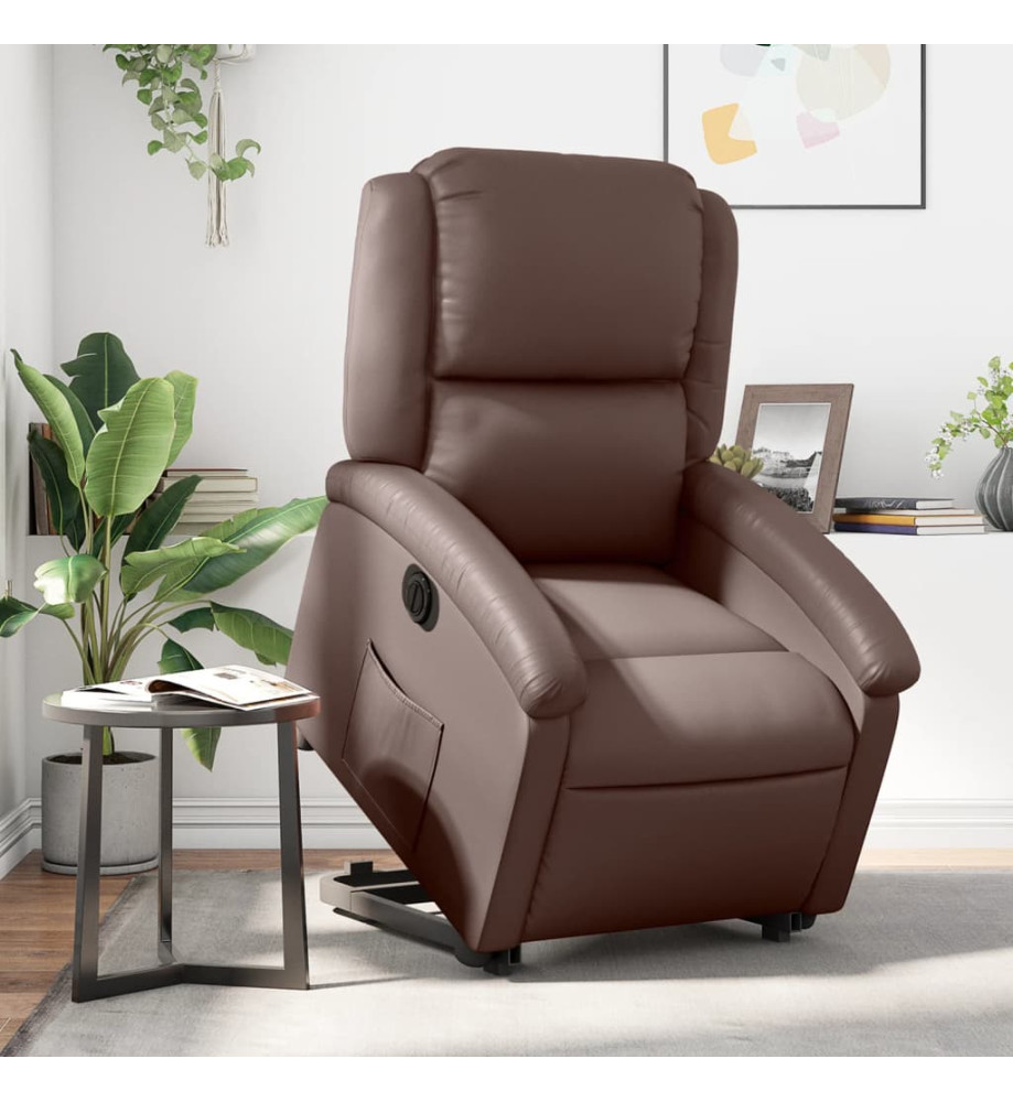 Fauteuil inclinable électrique marron similicuir