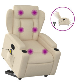 Fauteuil inclinable de massage électrique Crème Tissu