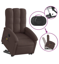 Fauteuil inclinable de massage électrique Marron foncé Tissu