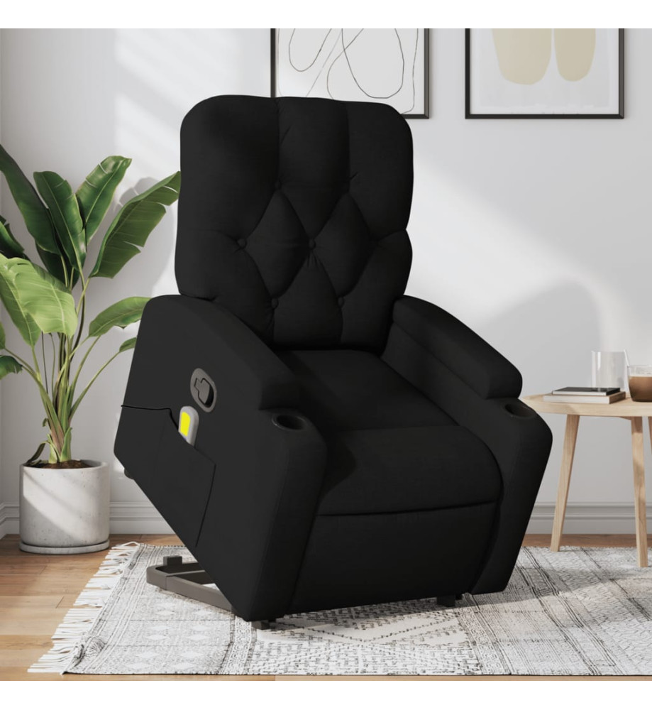 Fauteuil de massage inclinable Noir Tissu