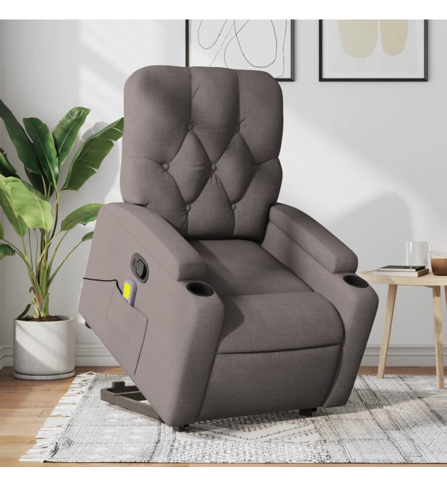 Fauteuil inclinable de massage Taupe Tissu