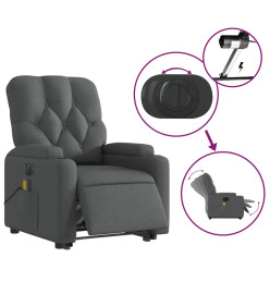 Fauteuil inclinable de massage électrique Gris foncé Tissu