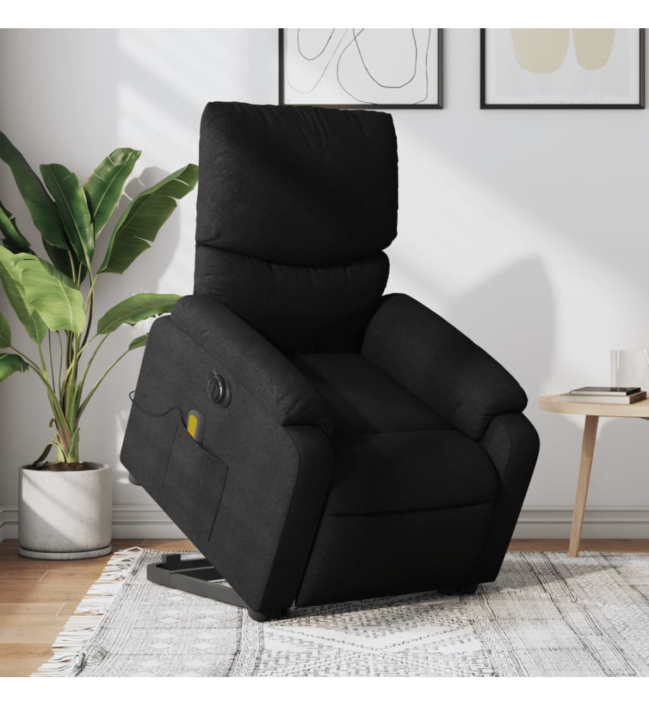 Fauteuil inclinable de massage électrique Noir Tissu