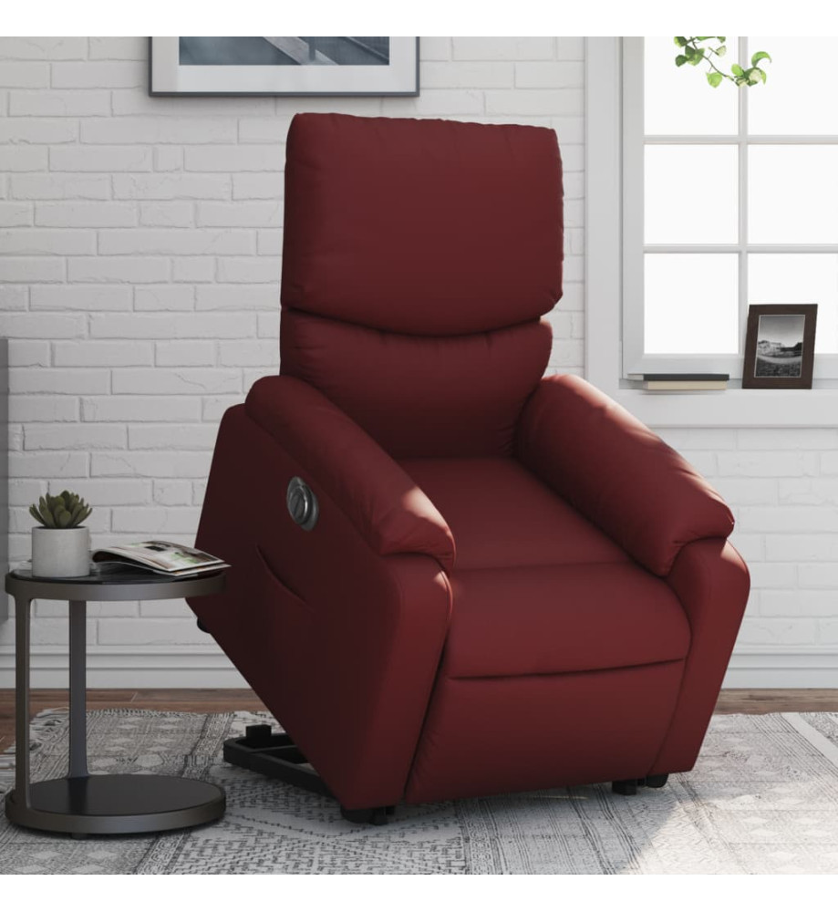 Fauteuil inclinable électrique rouge bordeaux similicuir