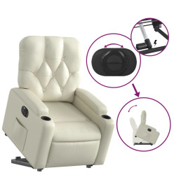 Fauteuil inclinable électrique crème similicuir