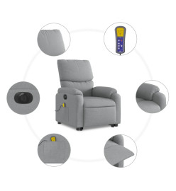 Fauteuil inclinable de massage électrique Gris clair Tissu