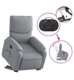 Fauteuil inclinable de massage électrique Gris clair Tissu