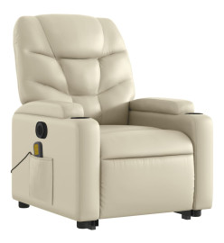 Fauteuil inclinable de massage électrique crème similicuir