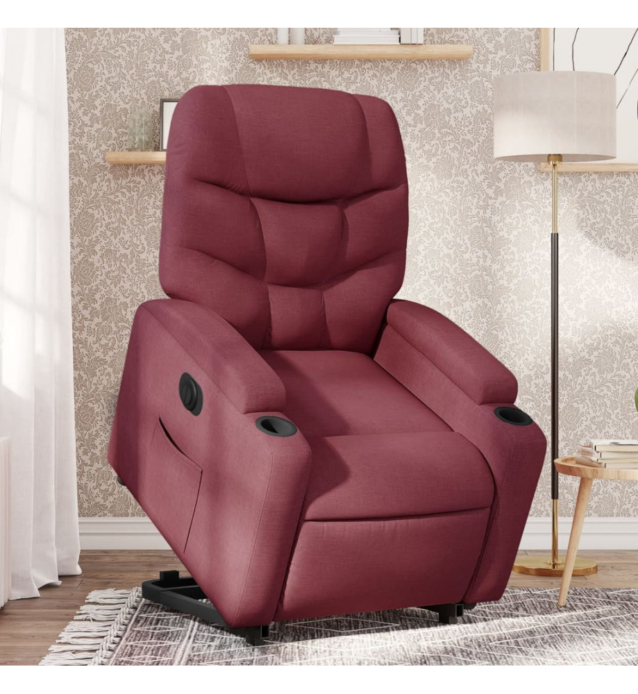 Fauteuil inclinable électrique rouge bordeaux tissu