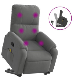 Fauteuil inclinable de massage gris foncé tissu microfibre