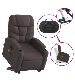 Fauteuil inclinable de massage électrique Marron foncé Tissu