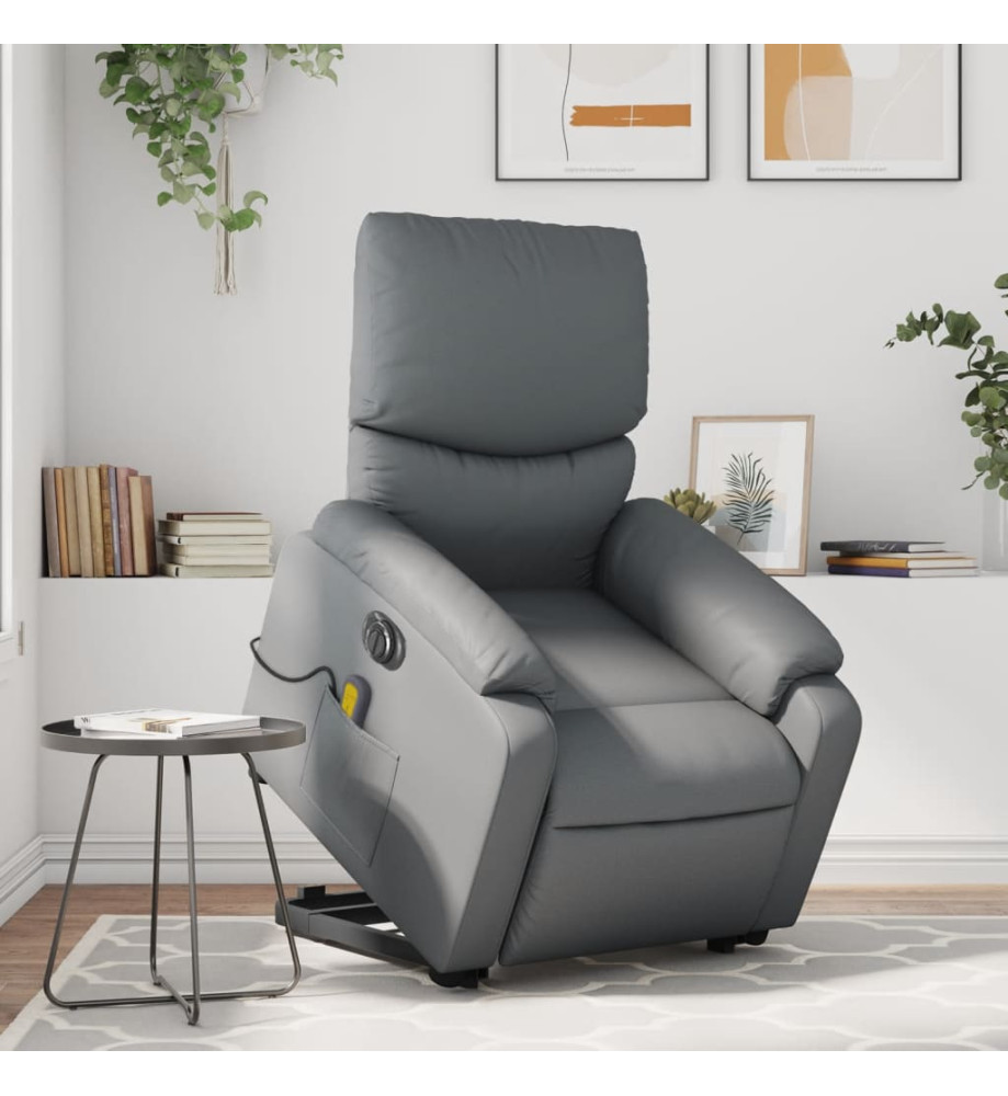 Fauteuil inclinable de massage électrique gris similicuir