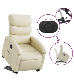 Fauteuil inclinable électrique crème similicuir