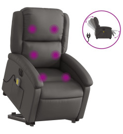 Fauteuil inclinable de massage électrique gris cuir véritable