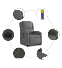 Fauteuil inclinable de massage électrique gris cuir véritable