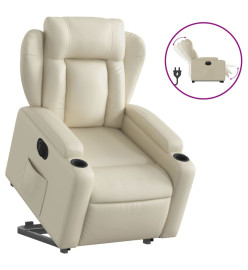 Fauteuil inclinable électrique crème similicuir