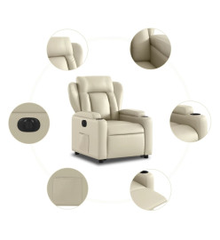 Fauteuil inclinable électrique crème similicuir