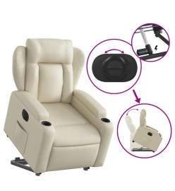 Fauteuil inclinable électrique crème similicuir