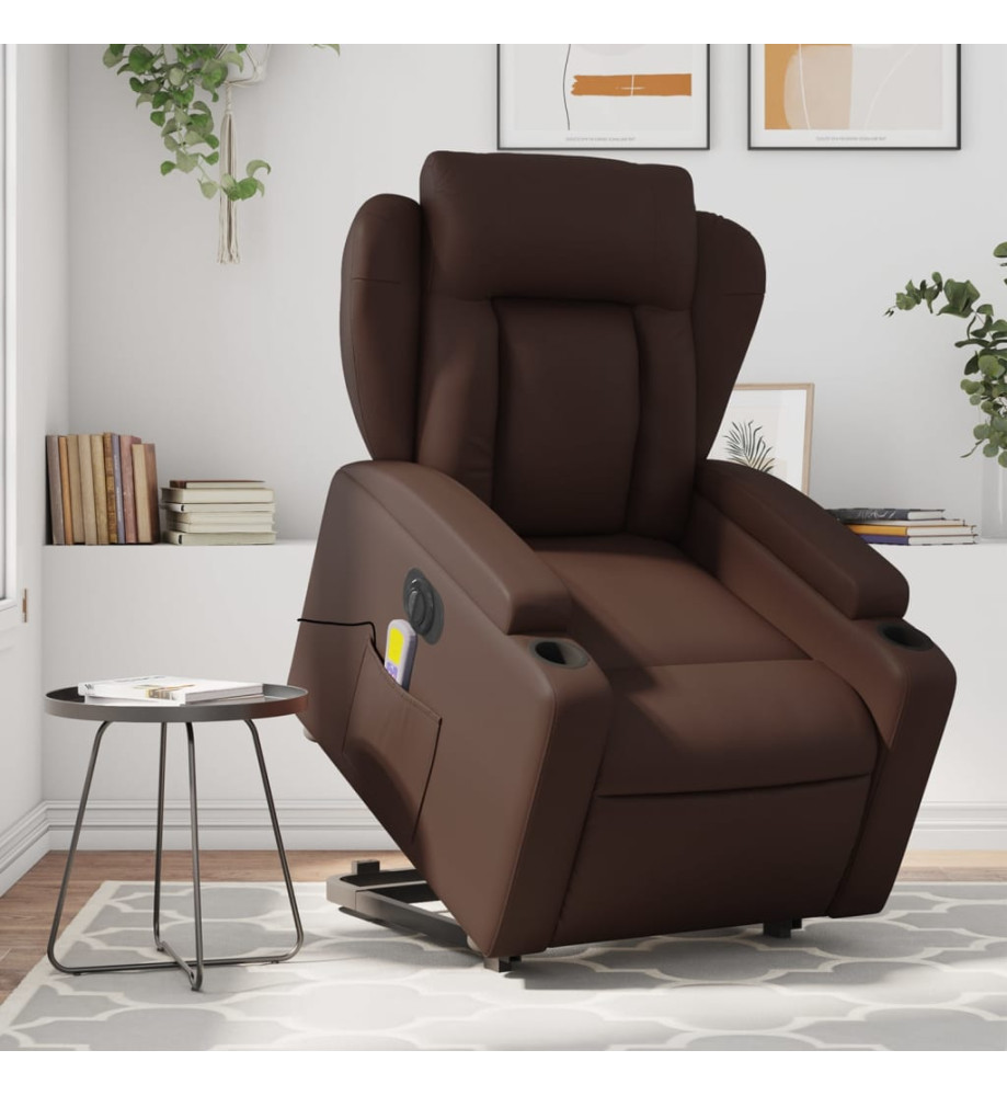 Fauteuil inclinable de massage électrique marron similicuir