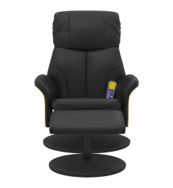 Fauteuil inclinable de massage avec repose-pied noir similicuir