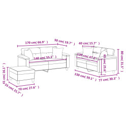 Ensemble de canapés 3 pcs avec coussins gris similicuir