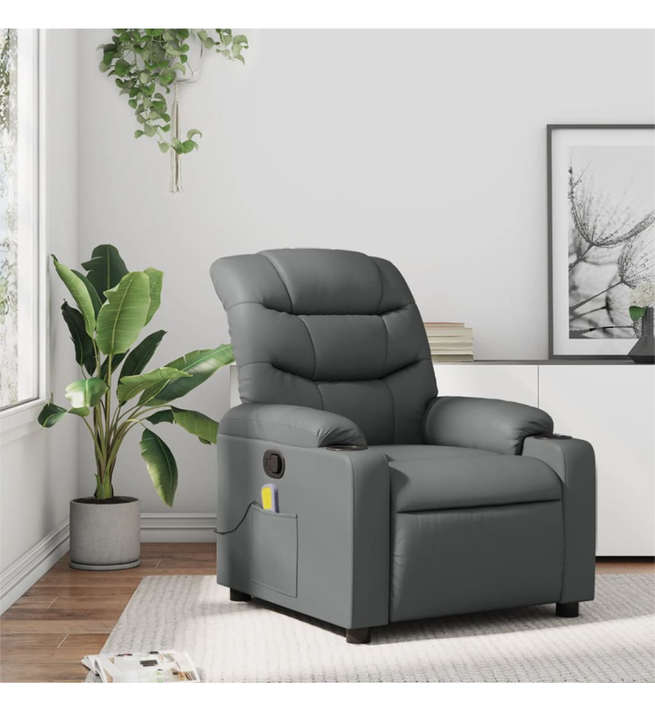 Fauteuil de massage inclinable Gris Similicuir