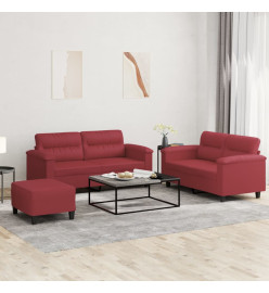 Ensemble de canapés 3 pcs et coussins Rouge bordeaux Similicuir