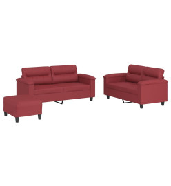 Ensemble de canapés 3 pcs et coussins Rouge bordeaux Similicuir