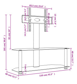 Meuble TV d'angle 2 niveaux pour 32-70 pouces noir