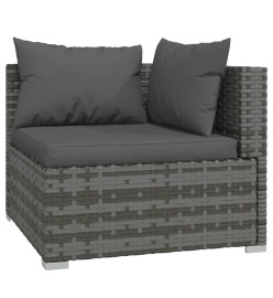 Salon de jardin 10 pcs avec coussins Gris Résine tressée