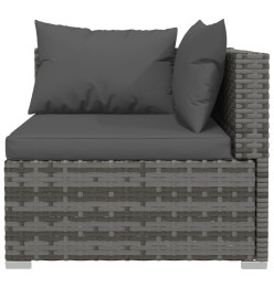 Salon de jardin 14 pcs avec coussins Gris Résine tressée