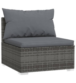 Salon de jardin 13 pcs avec coussins résine tressée gris